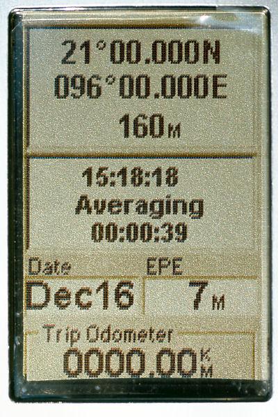 GPS receiver display at the degree confluence