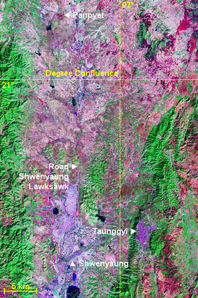 Satellite image of the degree confluence