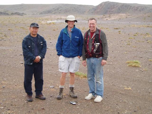 At the confluence point, Ganbold, Peter and Ron Sheldrake