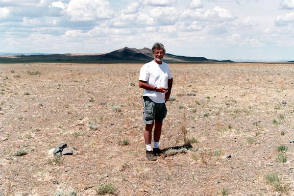 Me standing at my spot. The original cairn can be seen to my right.