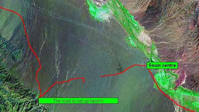 Track after soum centre showing dogleg detour