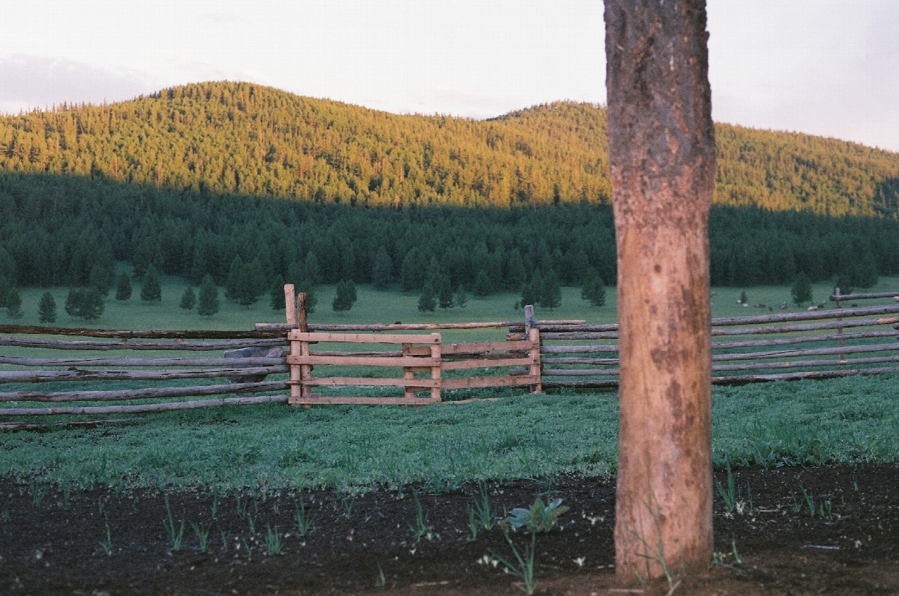 View from my tent in the stable, looking southeast towards the hill with the confluence.