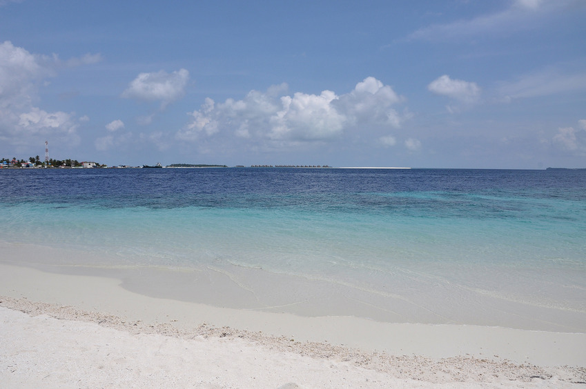 View to the DCP from sandbank of Meedhuffushi island