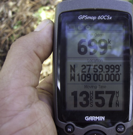 GPS reading exactly at the confluence.
