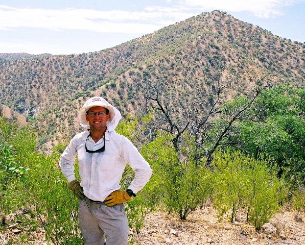 That's me (Michael Slezak) on ridgeline 150 meters above confluence that gives better overall view of area.