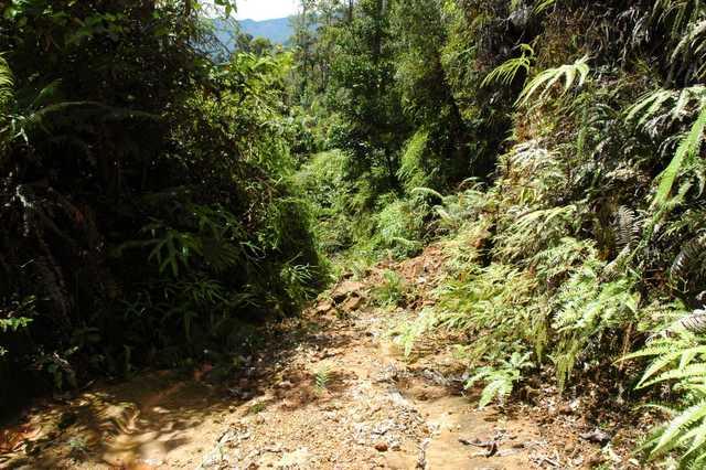 Looking down the mountain side towards the Confluence Point