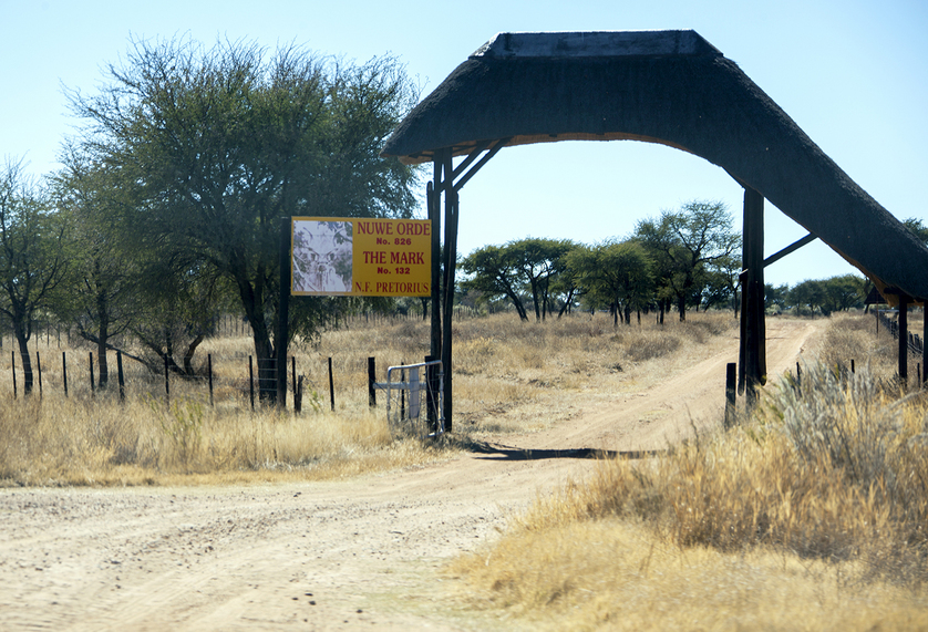 Entrance gate to the farm 'The Mark'