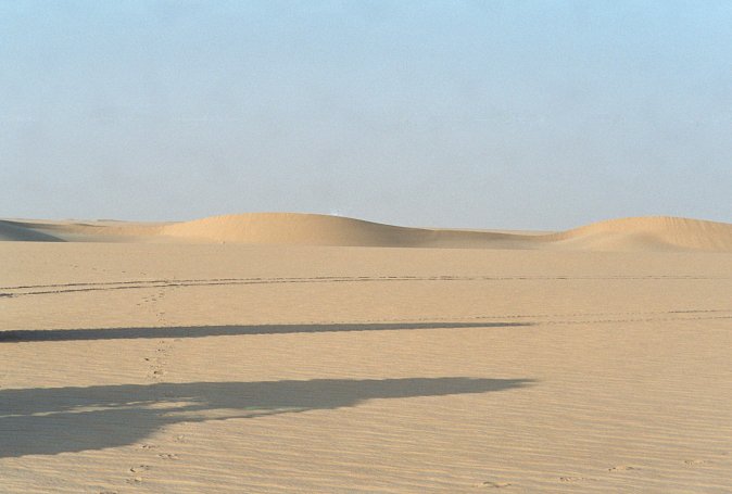 View to the north. Small dunes in the background.