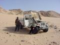 #5: Seydou the driver and his sidekick with the overheated Land Cruiser at the base of the sand glacier