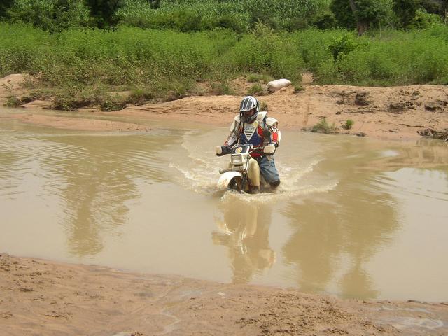 Helmut crossing a small stream