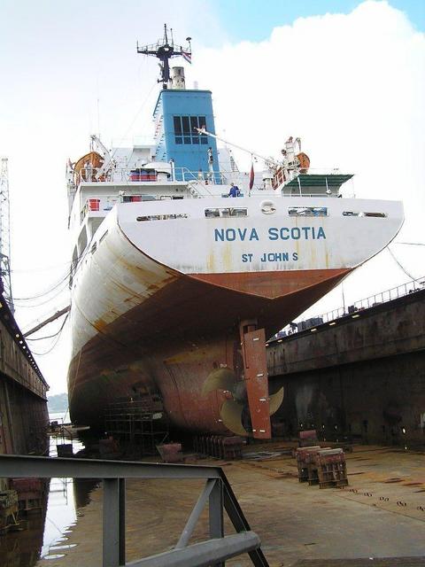 The "Nova Scotia" in drydock at Rotterdam