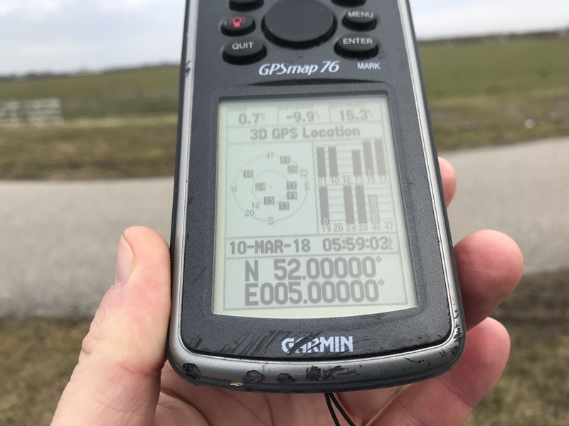 GPS reading at the confluence.