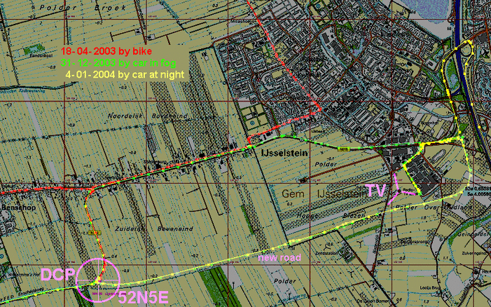 Triple tracks showing trajectory of the new road