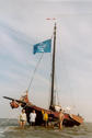 #2: Parked boat with crew in front. From l2r: Axel, Koos, Edwin, Geert Albert, Hein and Frits.