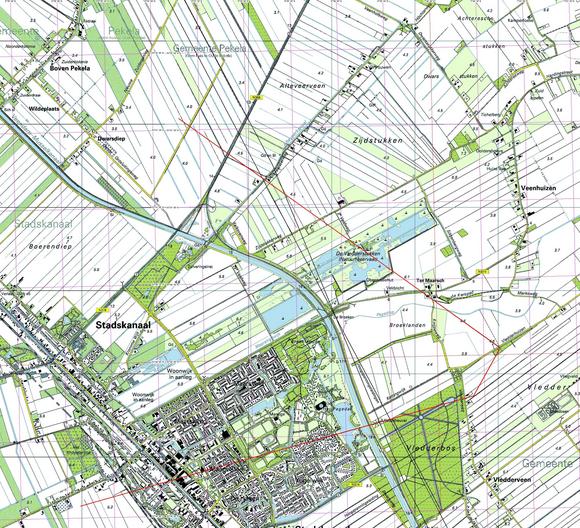 Part of the local topographic map (scale 1:25000) showing the footprint of the areal picture