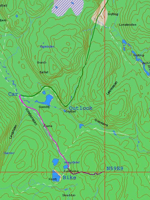 Map with track logs (car, bike & foot)