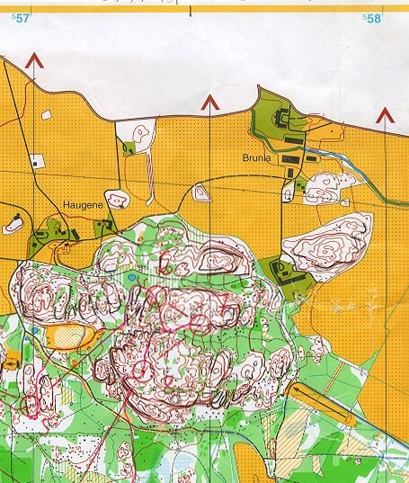 The Rakke orienteering map covers the area