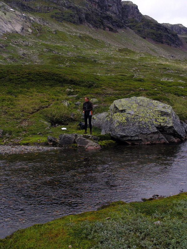 Tone getting ready to ford one of the confluence area streams