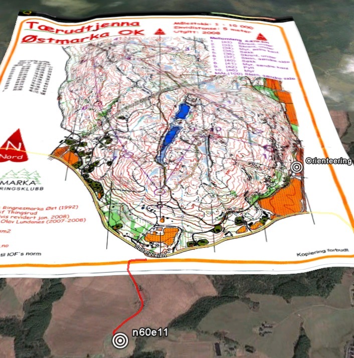 Google Earth image with Orienteering race overlay