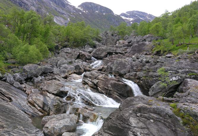 Nearly dry river below the main hydro-electric power dam