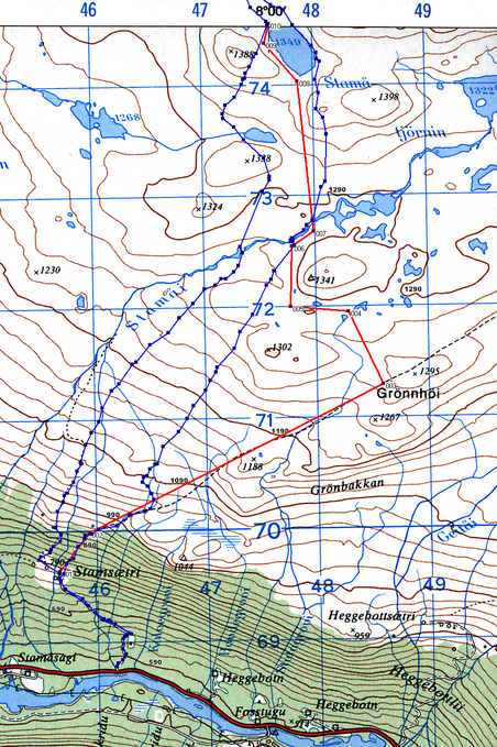 Map with Track record and preplanned route