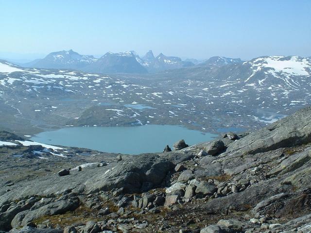 The confluence area, marked with a cairn