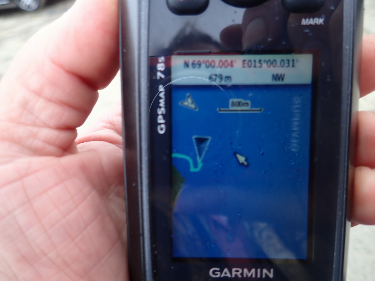 Start and Point Info on the GPS / Start & Ziel Ansicht auf dem GPS noch 680 Meter