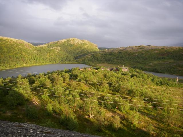 The youth hostel seen from the hill nearby around midnight