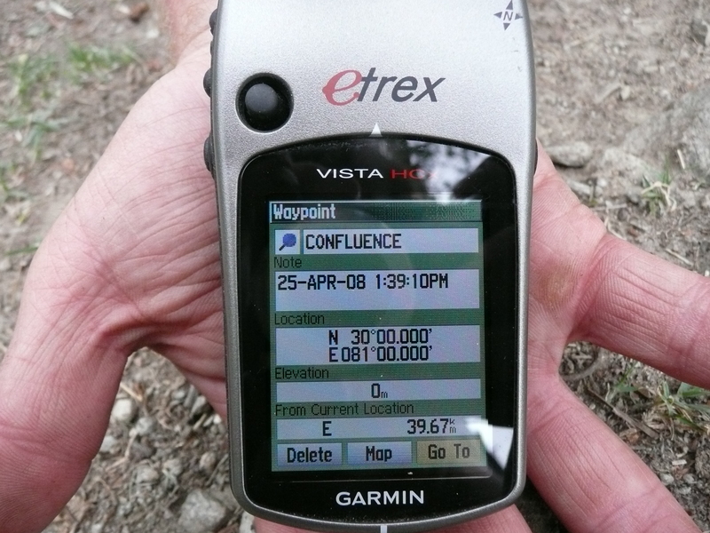 Thank you to GPS central for the GPS! GPS showing 39km from confluence (37 our actual closest).
