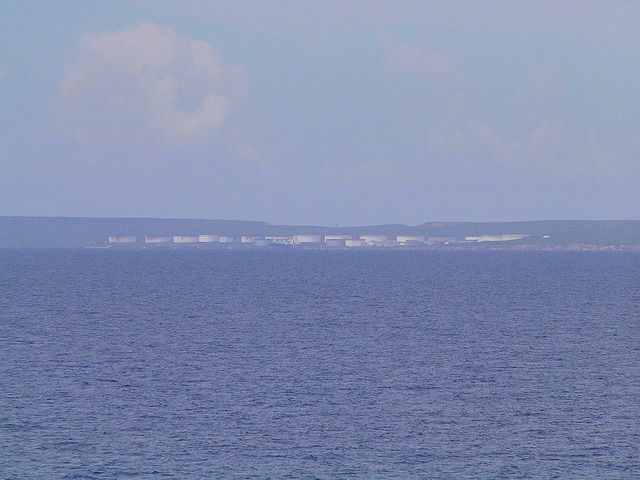 Oil storage tanks NW of Willemstad at Bullenbaai