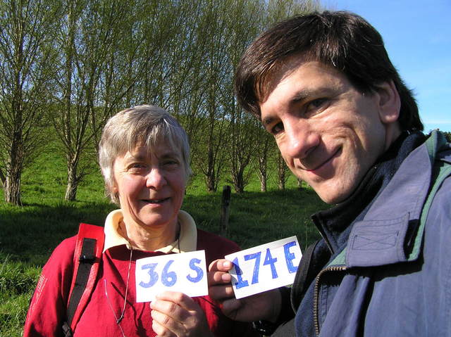 Anne Olsen and Joseph Kerski, all smiles upon confluence arrival.