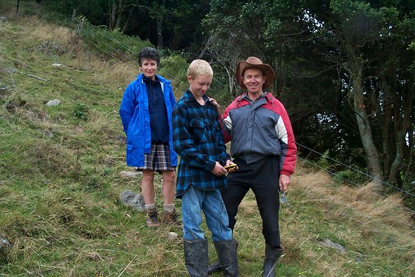 Bob Wakelin, his great-nephew Philip Collis and my wife, Christine at the spot