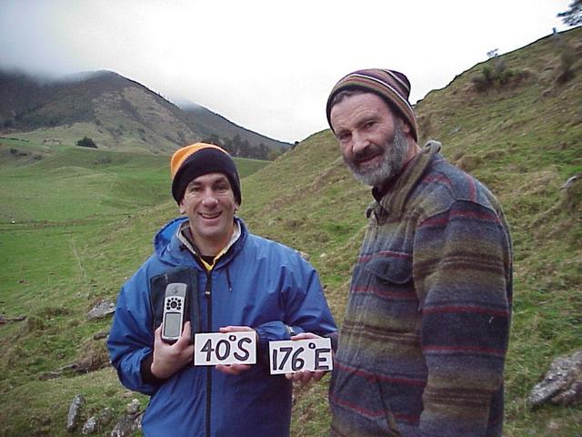 Joseph Kerski, left, and Murray Ellis at the confluence; photo taken by Anne Olsen (not pictured).