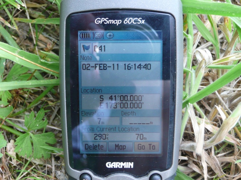 GPS showing 70 meters to confluence