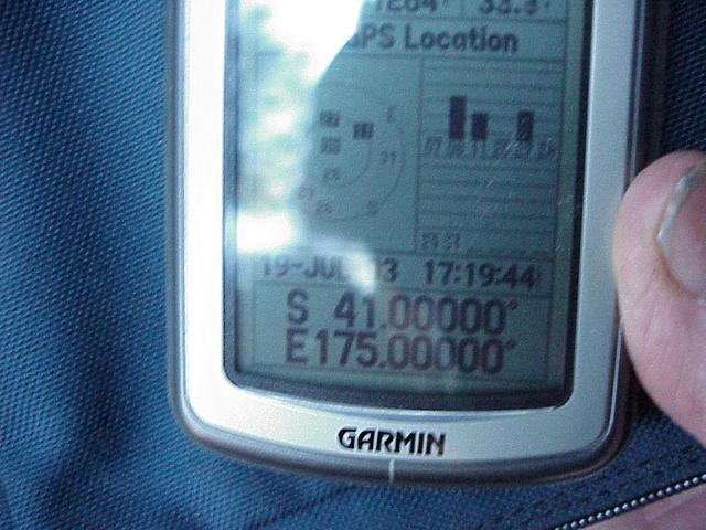 At last, the GPS receiver zeroes out after a lengthy confluence dance.
