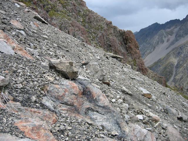 South - The way we came, from the glaciated Judges valley.