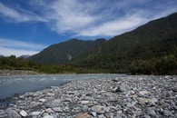 #12: Looking Southeast up the Hokitika River from the river’s edge, near the point