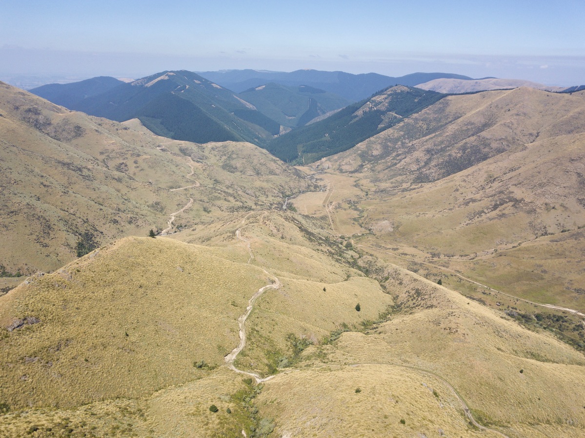 View East, from 120 m above the point. (This view shows much of the route that I took to reach the point.)