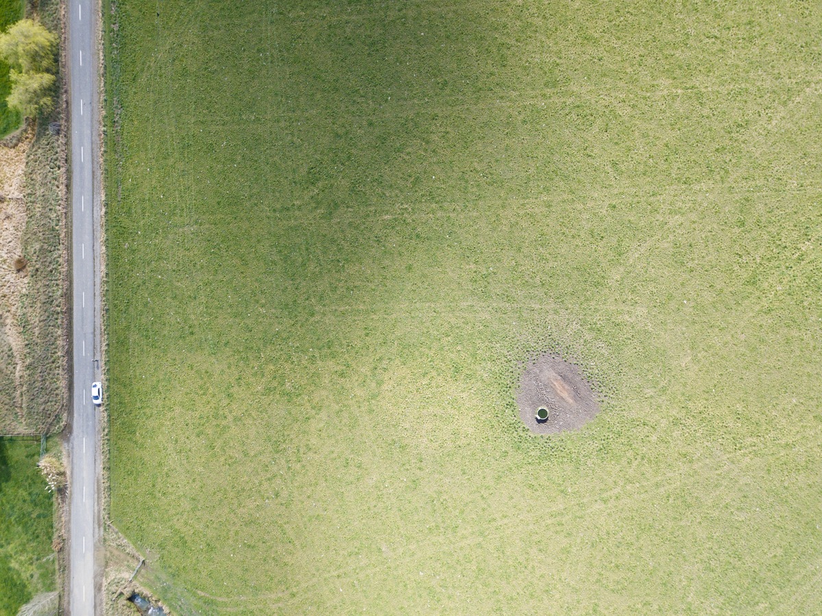 Looking down on the point from a height of 120m