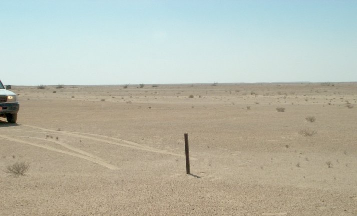 The Confluence marked with an angle iron to the South