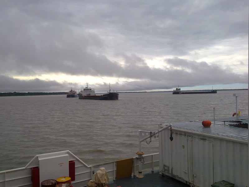 Copper concentrate ships waiting for high tide