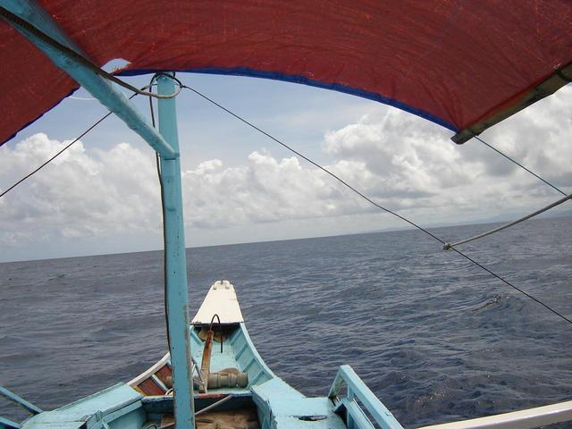 View looking East over the confluence area about 50m off the bow