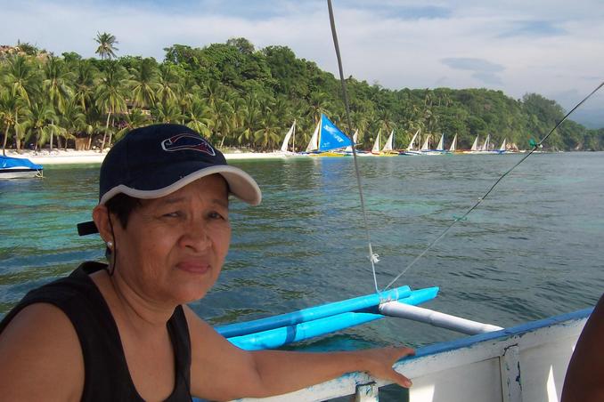 Santah and the best beach in the world at the background, Boracay