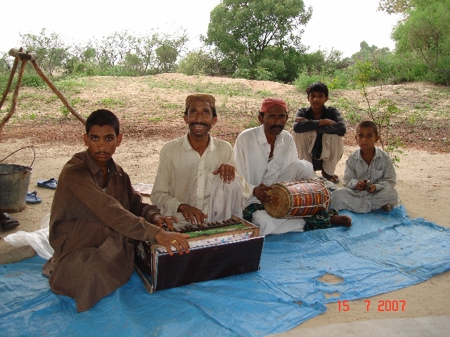 Blind singer at temple