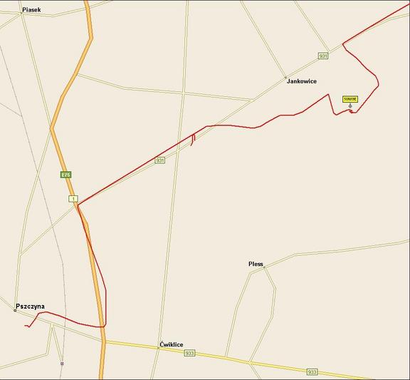 My track on the map (© Microsoft AutoRoute 2002)