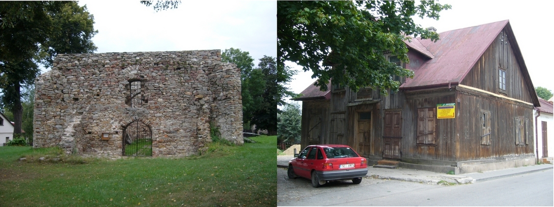 Castle ruin and old cottage in Bodzentyn