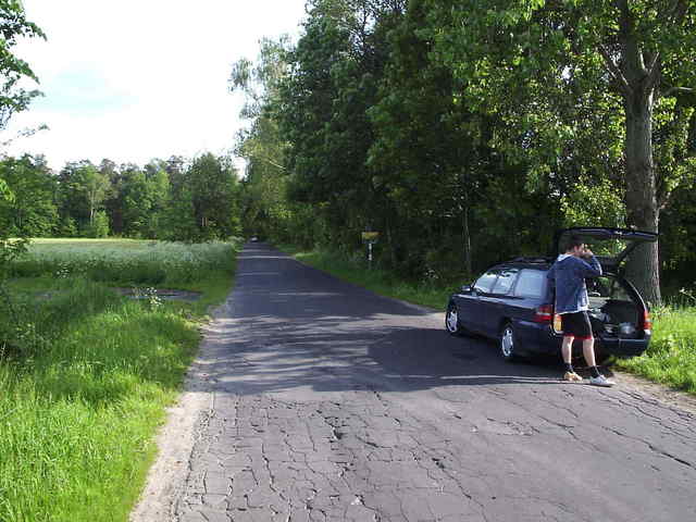 Road south (to village Piskórka) - Droga w kierunku południowym (na wieś Piskórka).