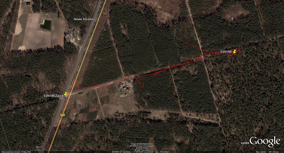 Our track on the satellite image (© Google Earth 2009)