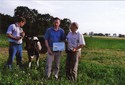 #7: Visitors and cow at the confluence (L to R) Wojciech,cow,Miroslaw,Wlodzimierz - Zdobywcy