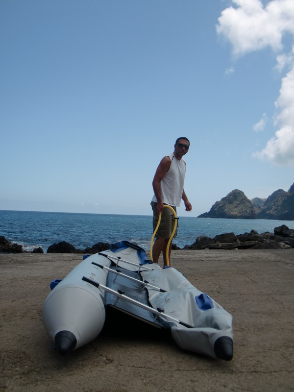 Inflating the kayak